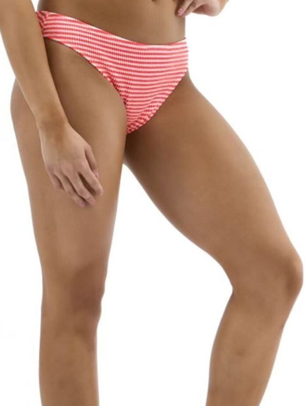 No Boundaries Coral Flame Pink & White Striped Bikini Bottoms Size L 12-14 NWT